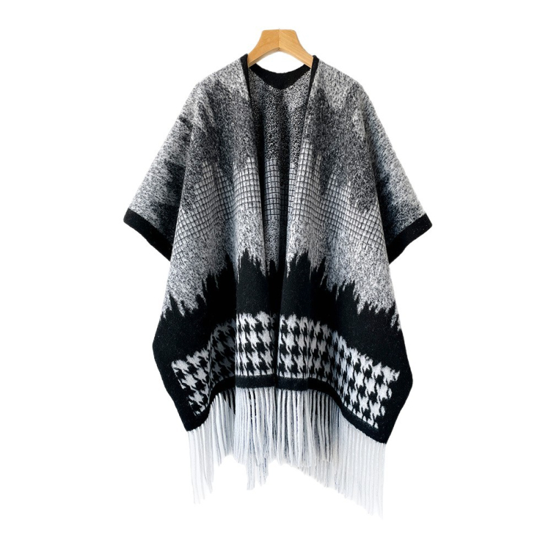 Sieviešu ceļojumu šalle, rūtīgs raksts, poliesters, džakarda audums, silta rudens–ziemas sezonai