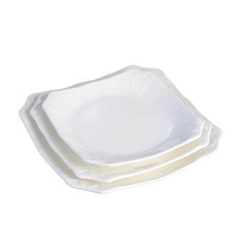 Keturkampė porcelianinė lėkštė, kinų stilius, vientisas paviršius