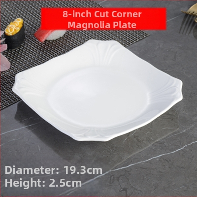 Keturkampė porcelianinė lėkštė, kinų stilius, vientisas paviršius