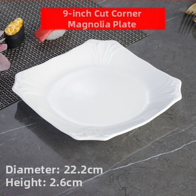 Keturkampė porcelianinė lėkštė, kinų stilius, vientisas paviršius