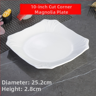 Keturkampė porcelianinė lėkštė, kinų stilius, vientisas paviršius