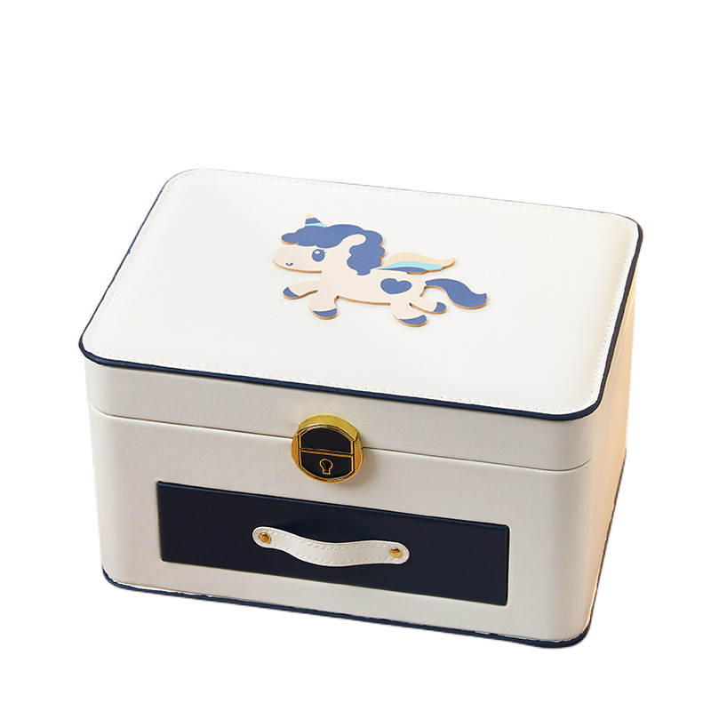 Ādas divslāņu juvelierizstrādājumu kastīte ar slēdzeni uz galda - daudzfunkcionāla, pārnēsājama, bērnu matu aksesuāriem