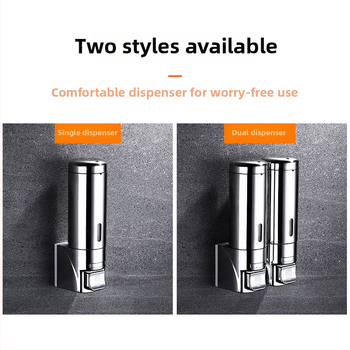 Sieninis muilo dozatorius iš nerūdijančio plieno ir plastiko, rankinis paspaudimas, šiuolaikinis minimalistinis stilius, poliruotas paviršius