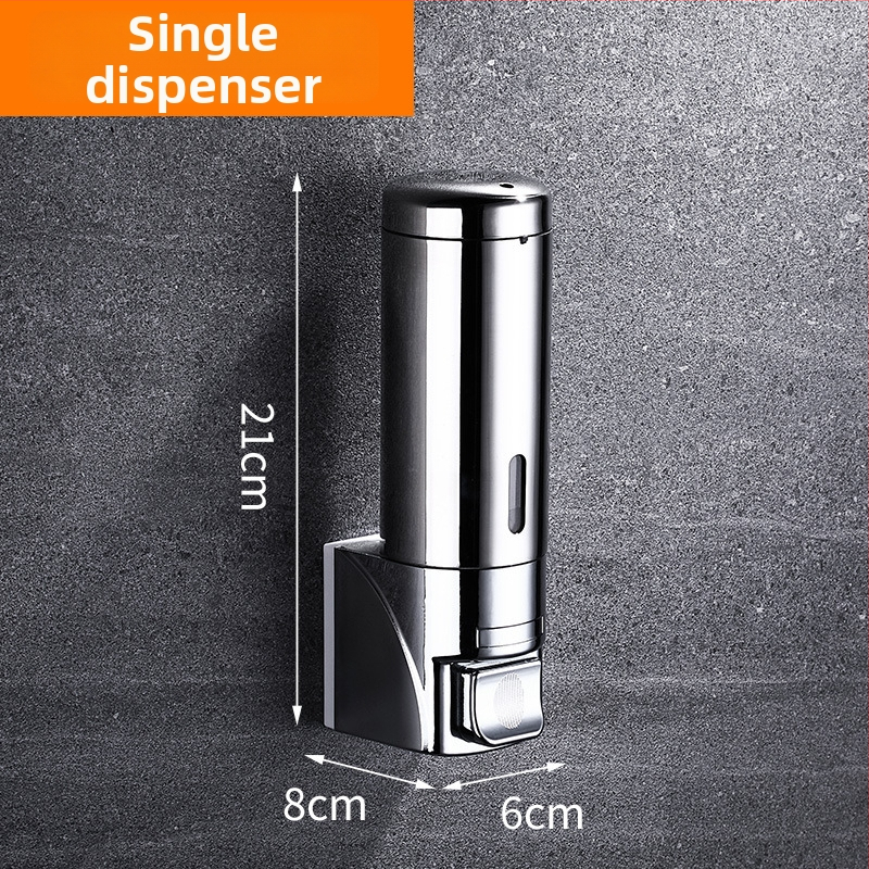 Sieninis muilo dozatorius iš nerūdijančio plieno ir plastiko, rankinis paspaudimas, šiuolaikinis minimalistinis stilius, poliruotas paviršius