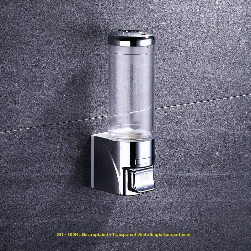 Sieninis muilo dozatorius iš nerūdijančio plieno ir plastiko, rankinis paspaudimas, šiuolaikinis minimalistinis stilius, poliruotas paviršius