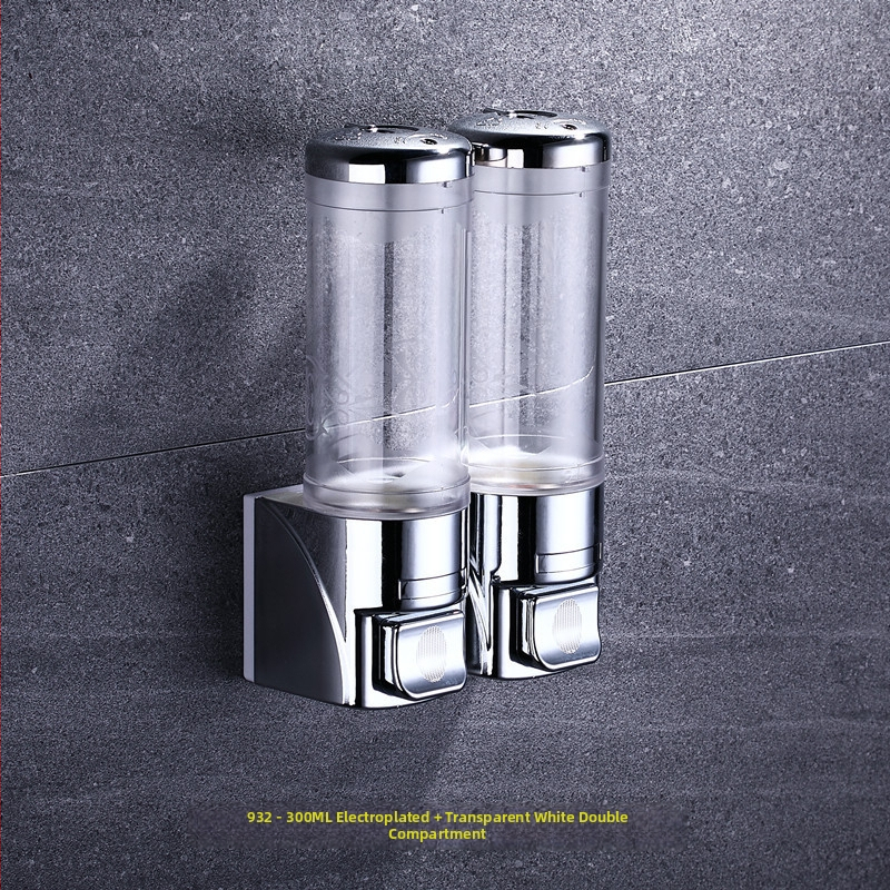 Sieninis muilo dozatorius iš nerūdijančio plieno ir plastiko, rankinis paspaudimas, šiuolaikinis minimalistinis stilius, poliruotas paviršius