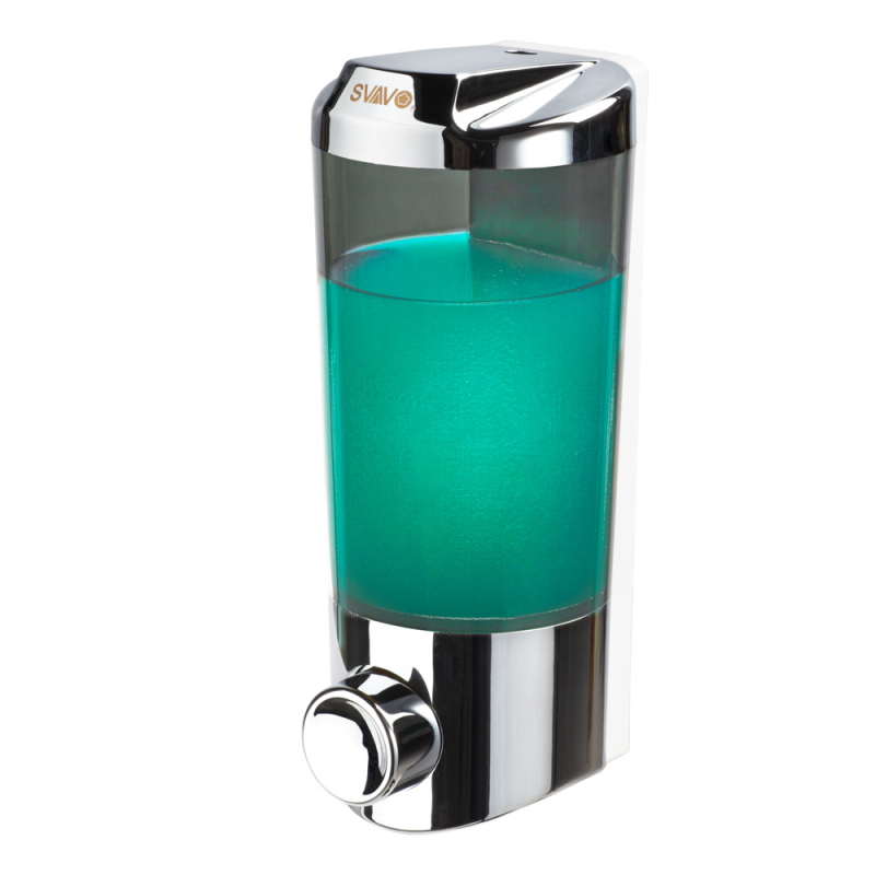 Sieninis muilo dozatorius – ABS, rankinio paspaudimo mechanizmas, be gręžimo montavimo, Prekinis ženklas Svavo/Ruwo