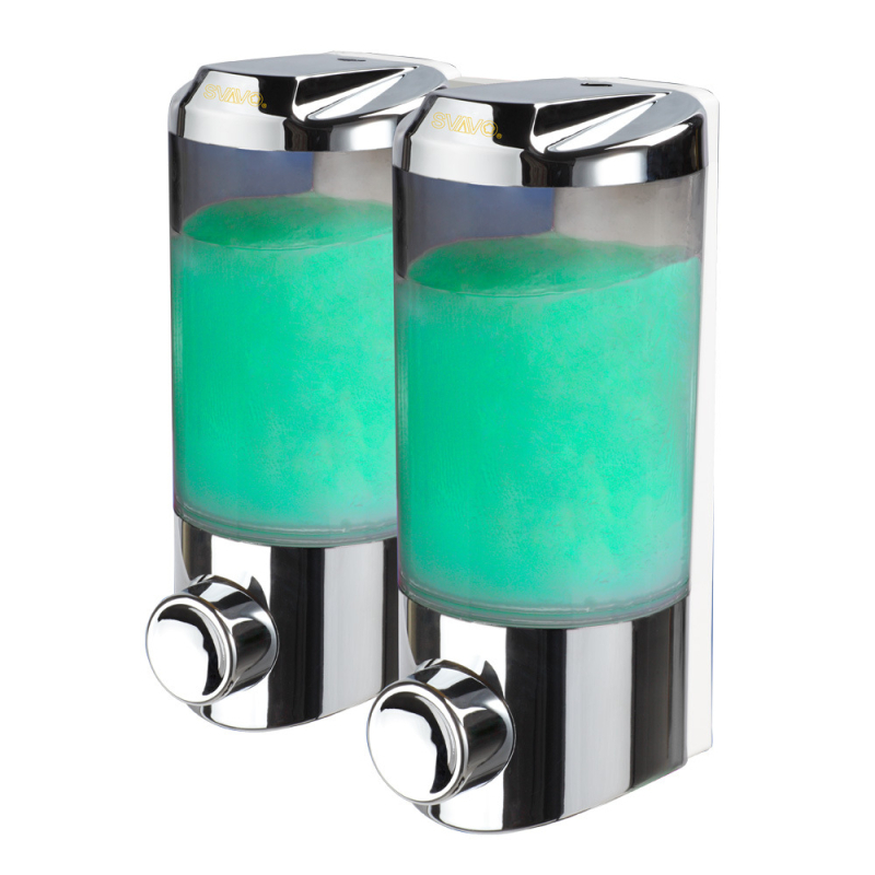 Sieninis muilo dozatorius – ABS, rankinio paspaudimo mechanizmas, be gręžimo montavimo, Prekinis ženklas Svavo/Ruwo