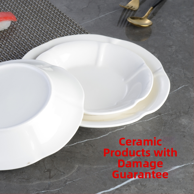 Porcelininis Magnolia Dubenėlis ir Lėkštė – Apvali, Vienodų Raštų Modelis, Japonų Stiliaus Indai Virtuvei ir Restoranui