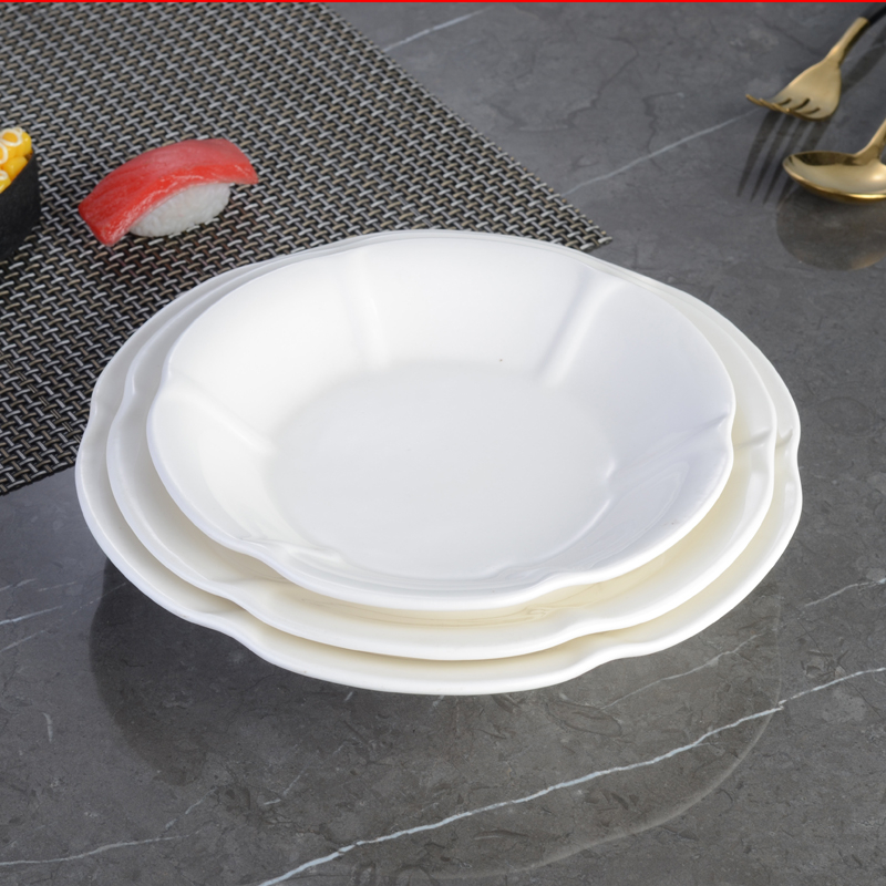 Porcelininis Magnolia Dubenėlis ir Lėkštė – Apvali, Vienodų Raštų Modelis, Japonų Stiliaus Indai Virtuvei ir Restoranui