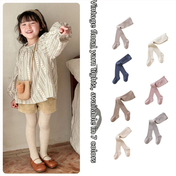 Bērnu pantyhose meitenēm, kokvilna, elpojošs džakarda svītru raksts, 80% kokvilna, pavasaris-rudens, 1–3 gadi