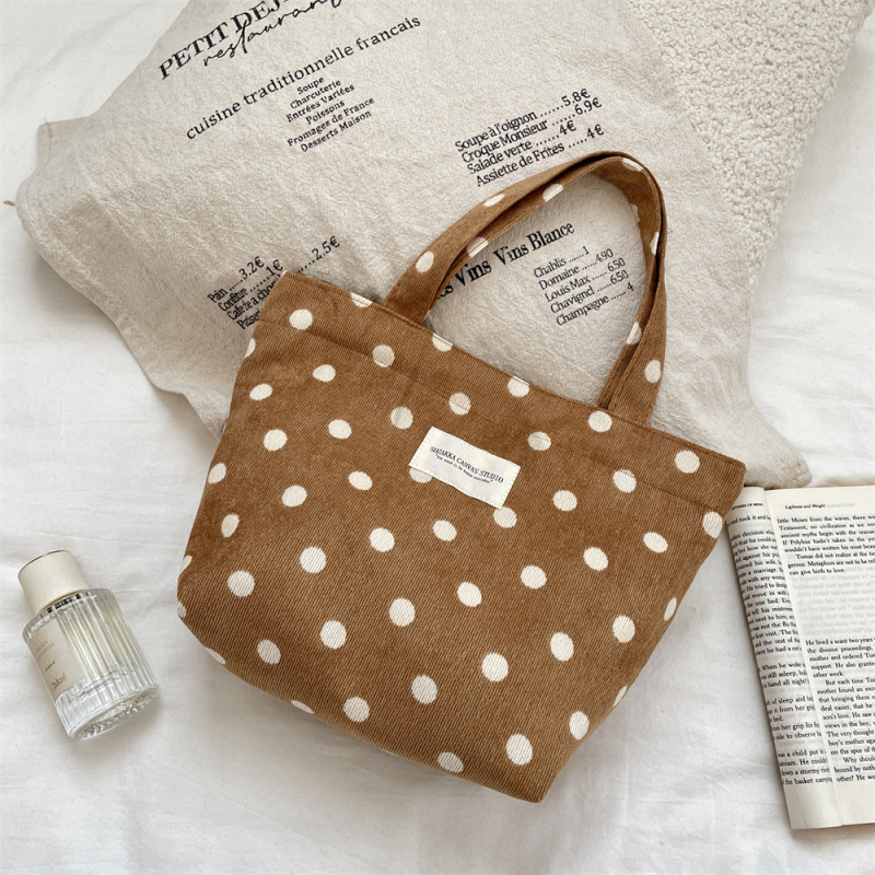 Corduroy cvjetna torba – casual stil, uspravna četverokutna forma, otvoreni vrh, platnena podstava, unutarnja struktura: torba za dokumente