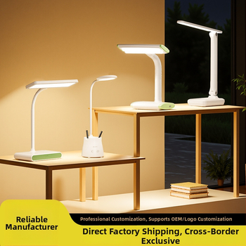 Įkraunama LED biuro lemputė, liečiamasis jungiklis, sulankstomas dizainas, įmontuota baterija, Micro USB/Type-C jungtis