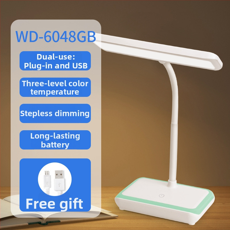 Įkraunama LED biuro lemputė, liečiamasis jungiklis, sulankstomas dizainas, įmontuota baterija, Micro USB/Type-C jungtis