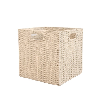 Coș de depozitare cu model în carouri, ratan artificial, din paie, stil pastoral, organizare casnică, model 2025