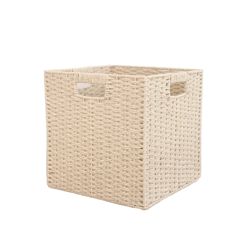 Coș de depozitare cu model în carouri, ratan artificial, din paie, stil pastoral, organizare casnică, model 2025