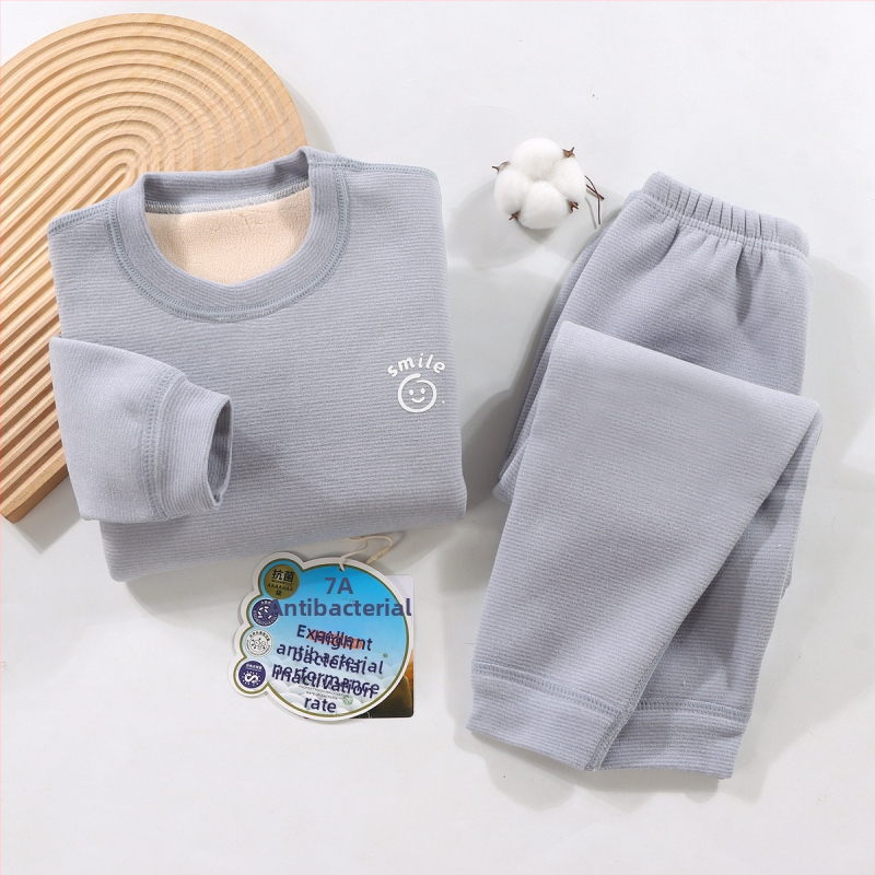 Laste termilise aluspesu komplekt - Ao-grain sametise vooderdu, paks, sügisel-talvise pidžaamad 3–8-aastastele, ümmargune kaelus