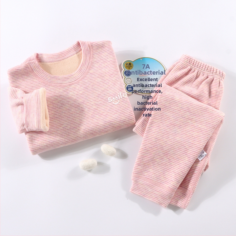 Laste termilise aluspesu komplekt - Ao-grain sametise vooderdu, paks, sügisel-talvise pidžaamad 3–8-aastastele, ümmargune kaelus