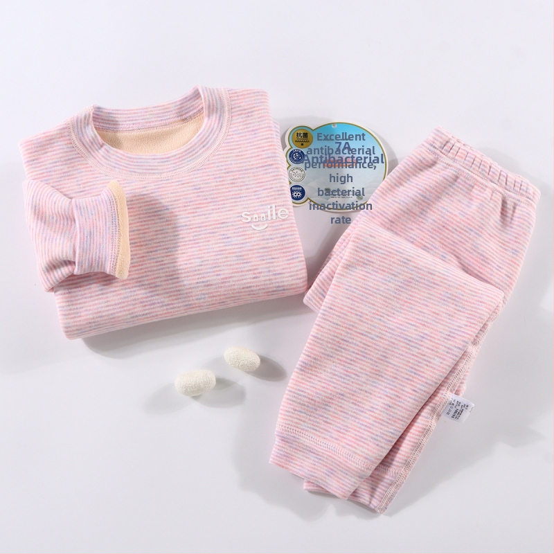 Laste termilise aluspesu komplekt - Ao-grain sametise vooderdu, paks, sügisel-talvise pidžaamad 3–8-aastastele, ümmargune kaelus