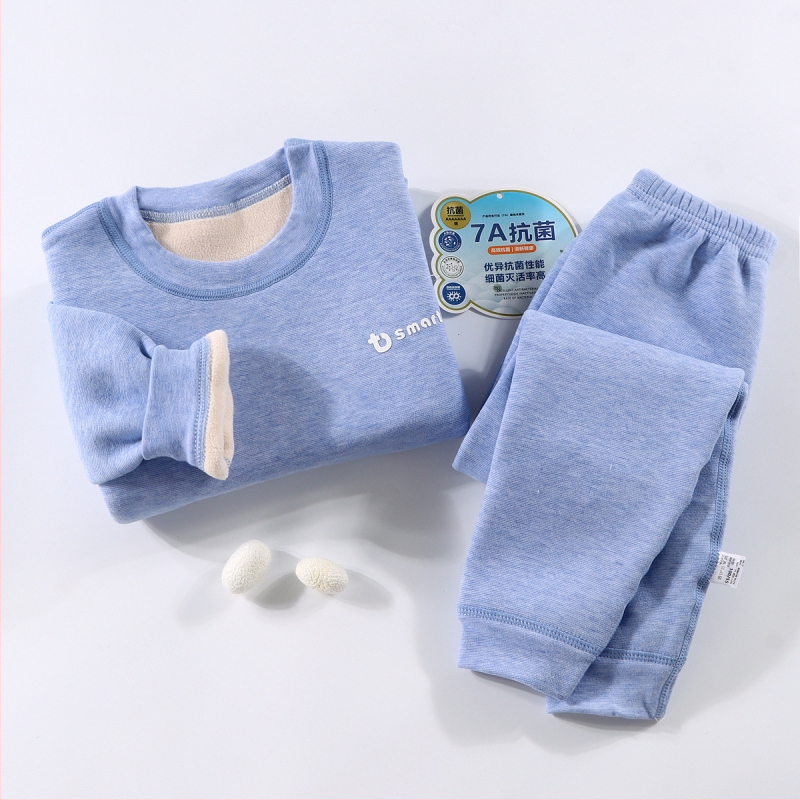 Laste termilise aluspesu komplekt - Ao-grain sametise vooderdu, paks, sügisel-talvise pidžaamad 3–8-aastastele, ümmargune kaelus