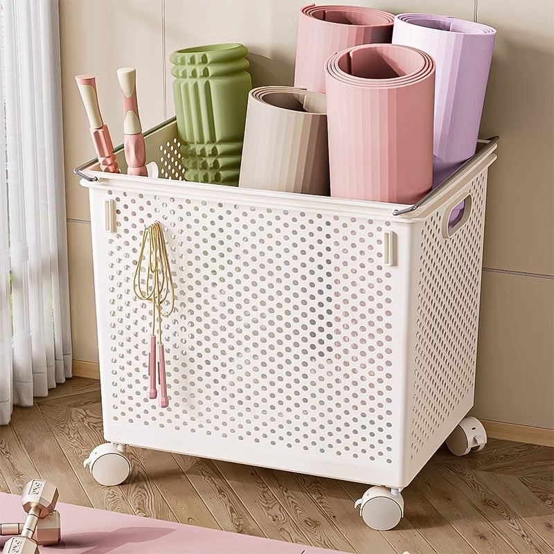 Cutie de depozitare pentru covorașul de yoga cu roți, coș de depozitare pentru echipamente de fitness, pentru uz casnic (Brand Xingyou; Material PP; Origine Xi'an; Cutie: 1; Categoria: Coș de depozitare)