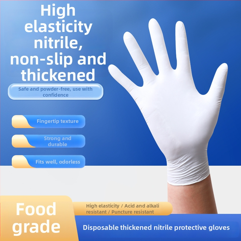 Vienreizējās nitrila cimdi virtuves vajadzībām - biezināti, eļļas un ūdensnecaurlaidīgi, izturīgi pret skābēm un sārmiem.