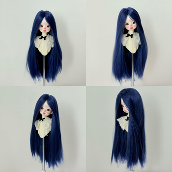 Perucă pentru păpuă BJD, păr lung drept cu breton, fibră rezistentă la temperaturi înalte, stil: lung drept sau înclinat