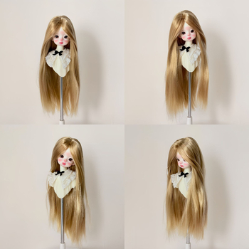 Perucă pentru păpuă BJD, păr lung drept cu breton, fibră rezistentă la temperaturi înalte, stil: lung drept sau înclinat