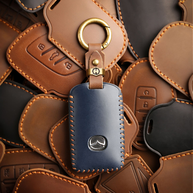 Mazda Axela/Atenza võtmeümbris, retro stiil, lehma nahk, Hallmo kaubamärk, kohandamine saadaval