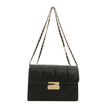 PU teksturēta ķēdes pleca soma ar vāku, telefona kabata