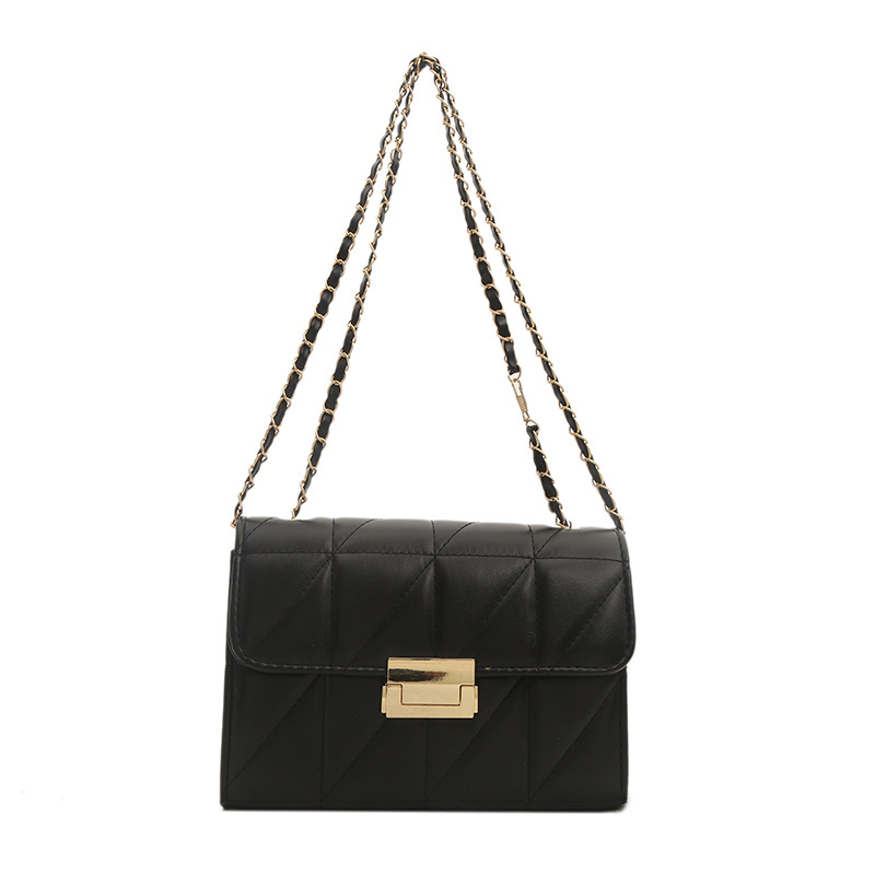 PU teksturēta ķēdes pleca soma ar vāku, telefona kabata