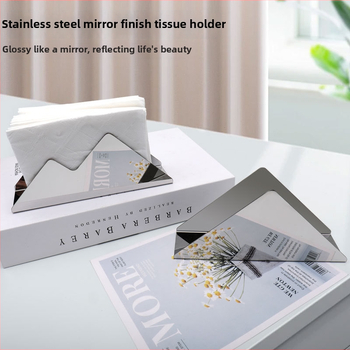 Servetėlių laikiklis iš nerūdijančio plieno su veidrodiniu paviršiumi, elektroplatinimas, stačiakampė forma, dviejų viršūnių dizainas