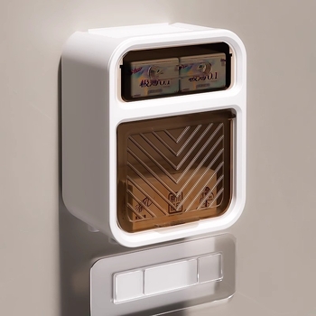Cutie montată pe perete pentru hârtie igienică și suport pentru prosoape, din plastic, fără găuri, rezistent la apă, stil modern minimalist