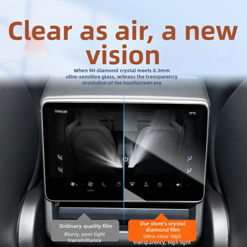 Tesla Model 3/Y – Galinio ekrano grūdinto stiklo plėvelė centriniam skydeliui – Suderinama su 25 naujomis Model 3/Y versijomis; Medžiaga: stiklas; Garantija: 6–10 metų