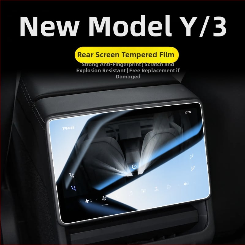 Tesla Model 3/Y – Galinio ekrano grūdinto stiklo plėvelė centriniam skydeliui – Suderinama su 25 naujomis Model 3/Y versijomis; Medžiaga: stiklas; Garantija: 6–10 metų