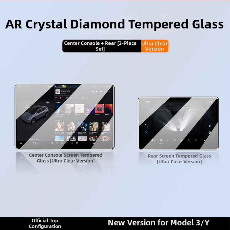 Tesla Model 3/Y – Galinio ekrano grūdinto stiklo plėvelė centriniam skydeliui – Suderinama su 25 naujomis Model 3/Y versijomis; Medžiaga: stiklas; Garantija: 6–10 metų