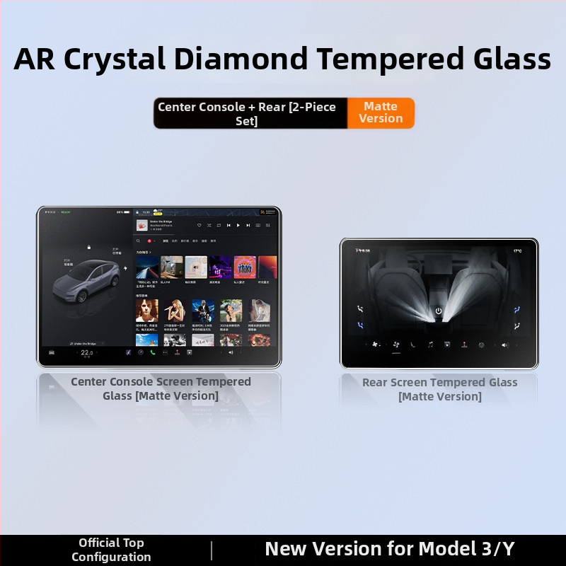 Tesla Model 3/Y – Galinio ekrano grūdinto stiklo plėvelė centriniam skydeliui – Suderinama su 25 naujomis Model 3/Y versijomis; Medžiaga: stiklas; Garantija: 6–10 metų