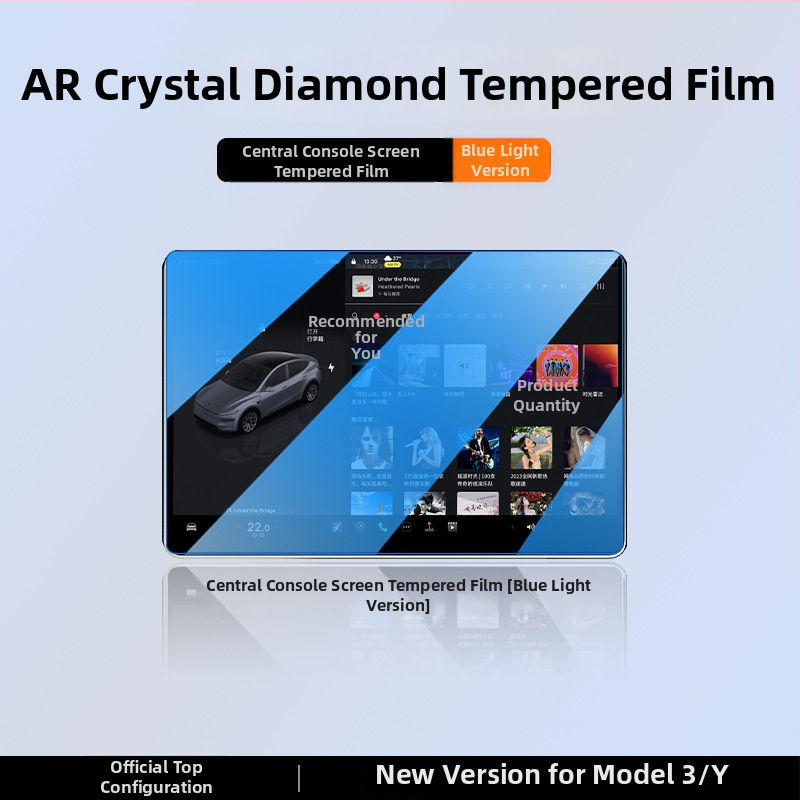 Tesla Model 3/Y – Galinio ekrano grūdinto stiklo plėvelė centriniam skydeliui – Suderinama su 25 naujomis Model 3/Y versijomis; Medžiaga: stiklas; Garantija: 6–10 metų