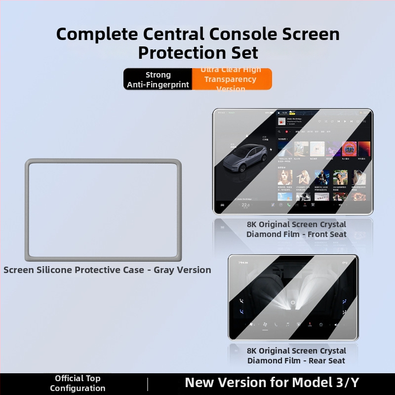 Tesla Model 3/Y – Galinio ekrano grūdinto stiklo plėvelė centriniam skydeliui – Suderinama su 25 naujomis Model 3/Y versijomis; Medžiaga: stiklas; Garantija: 6–10 metų