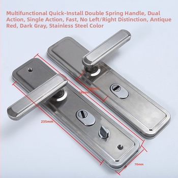 JT-002 durų rankena su dvigubu užraktu, geležinis korpusas, šerdinis užraktas, priešvagystė, šiuolaikinis minimalistinis stilius, pritaikymas įmanomas