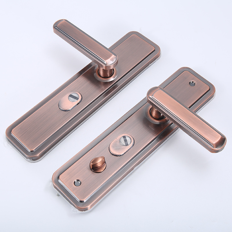 Mâner de ușă JT-002, corp din fier, mecanism de încuire cu nucleu, destinat ușilor antifurt, ne-standard și din oțel inoxidabil, stil modern minimalist, personalizare disponibilă