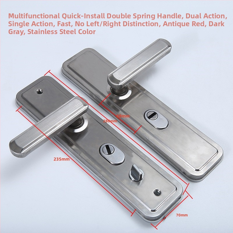 JT-002 durų rankena su dvigubu užraktu, geležinis korpusas, šerdinis užraktas, priešvagystė, šiuolaikinis minimalistinis stilius, pritaikymas įmanomas