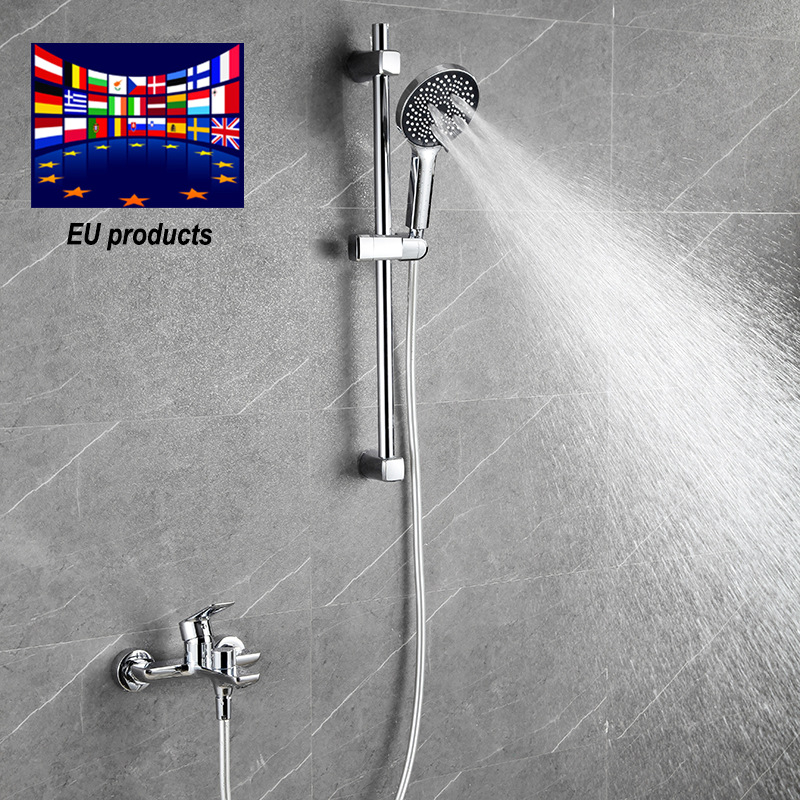 Dušo komplektas su variniu maišytuvu, apvali lietaus dušo galvutė, gręžimo įrengimas, funkcijos: purškimas, masažas, burbulai, lietus