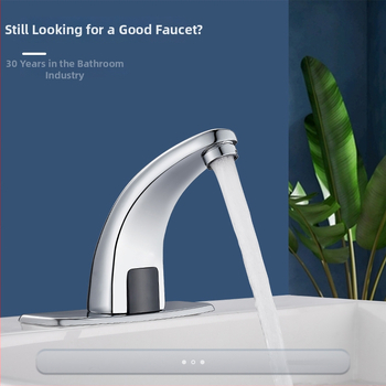 Сензорен меден смесител за умивалник – индуктивно управление, DC/AC захранване, модерен минималистичен стил