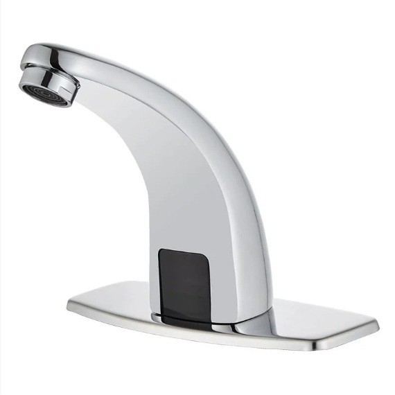 Сензорен меден смесител за умивалник – индуктивно управление, DC/AC захранване, модерен минималистичен стил