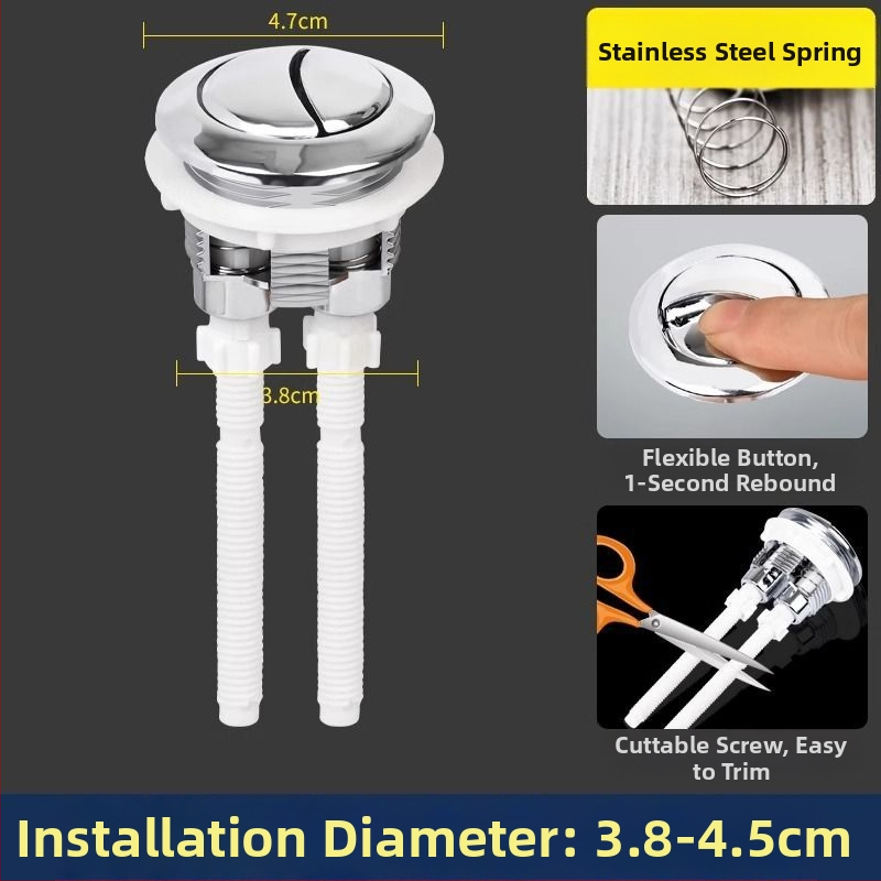 Tualeto bakelio mygtukas - universalus jungiklis, apvalus storinantis mygtukas, priedai; Medžiaga: Kita; CE sertifikatas; Prekės ženklas: Kita; Montavimo paslaugos: Ne