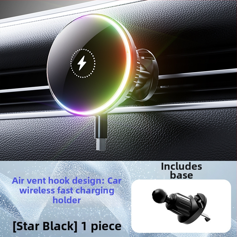 Magnetinis belaidis automobilio telefono laikiklis su 15W įkrovimu, tvirtinimas prie oro angos (snap-on)