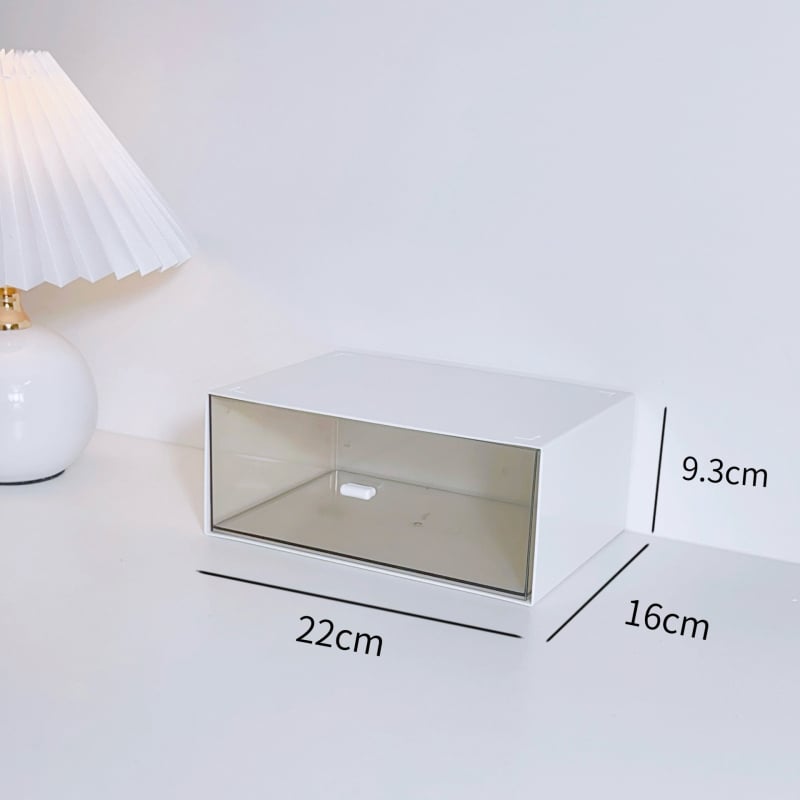 Cutie de depozitare pentru birou, cu sertar, din plastic, poate fi stivuită, capacitate de 1 L, pentru rechizite și cosmetice