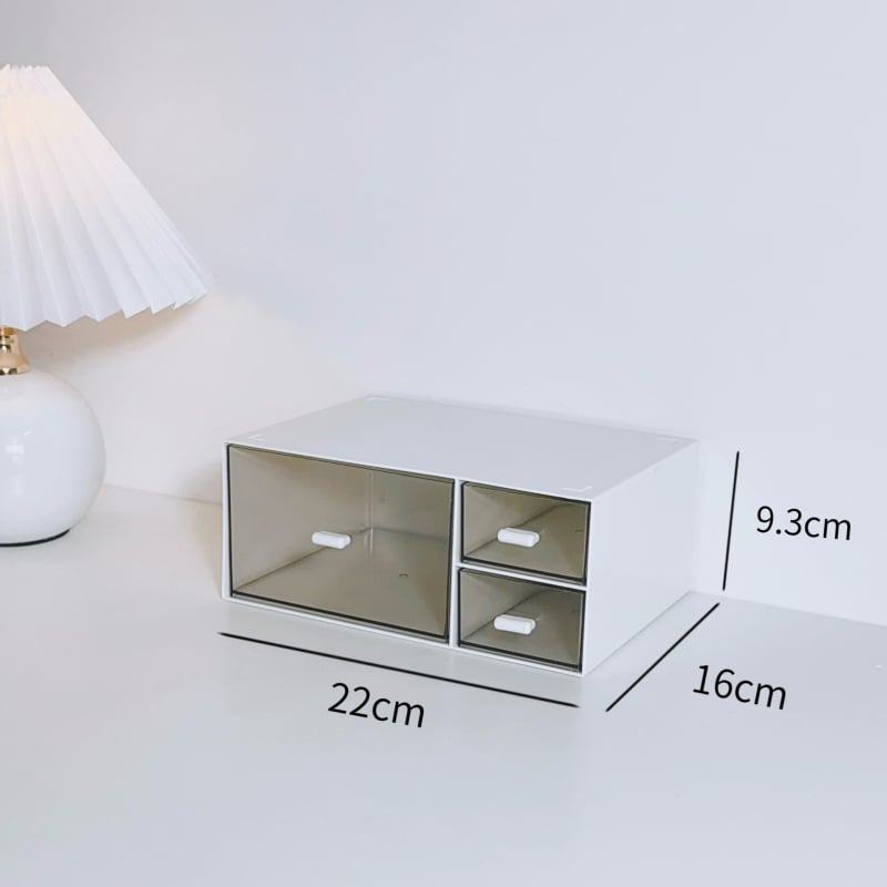 Cutie de depozitare pentru birou, cu sertar, din plastic, poate fi stivuită, capacitate de 1 L, pentru rechizite și cosmetice