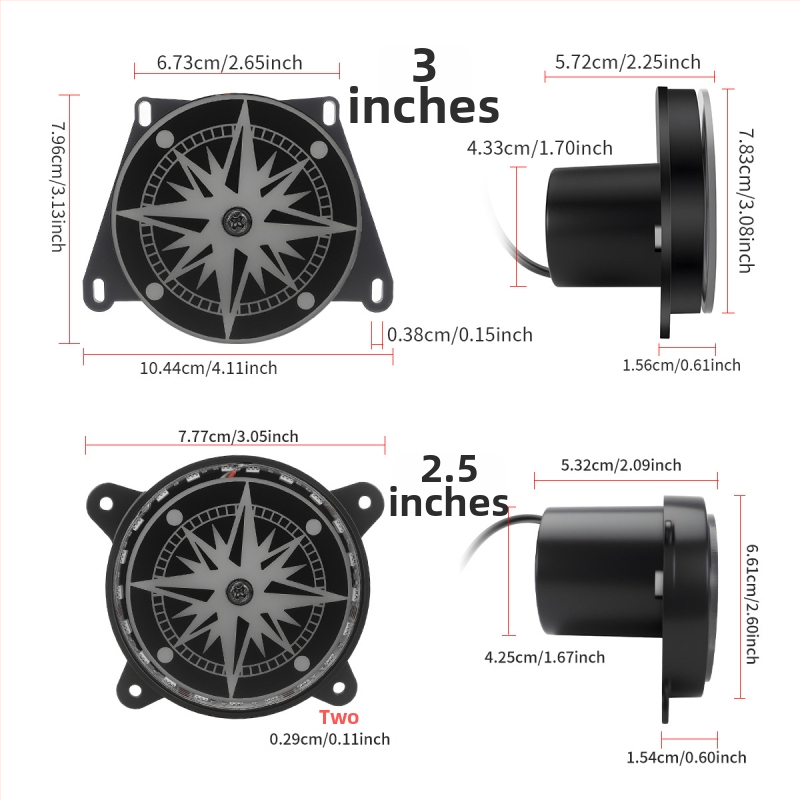 LED galinis žibintas su besisukantis RGB dekoratyvinis gaubtas – 12V, modelis fog084, universalus tvirtinimas, ABS korpusas, tarnavimo laikas 50000 h